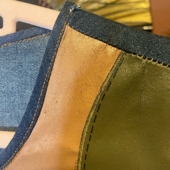 AMAZING vintage 70s 80s Molato denim dress with shell and abstract female face - Picture 6 of 8